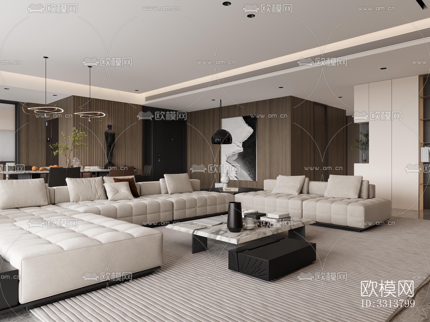 现代客餐厅效果图下载（渲染图5）