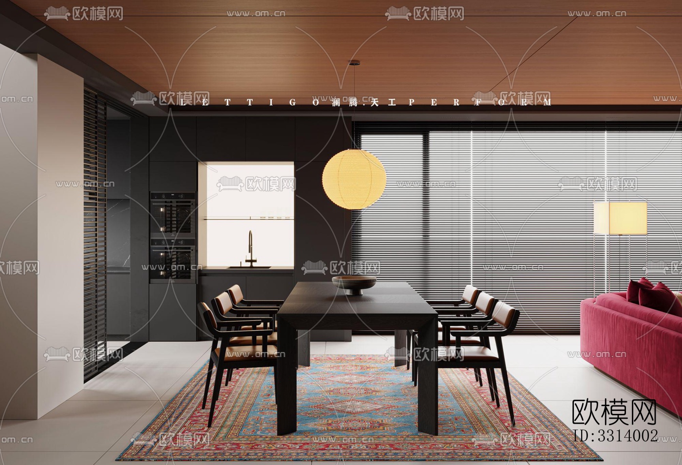 现代客餐厅效果图下载（渲染图7）