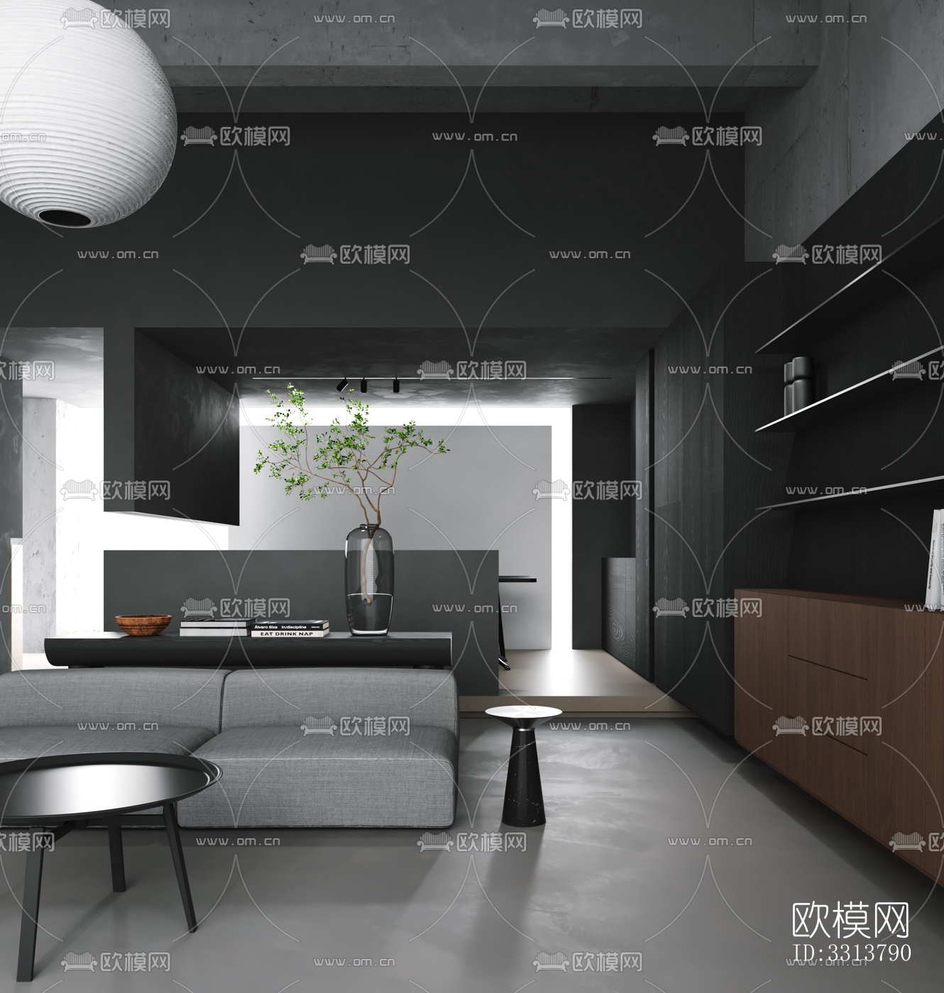 现代客餐厅效果图下载（渲染图4）