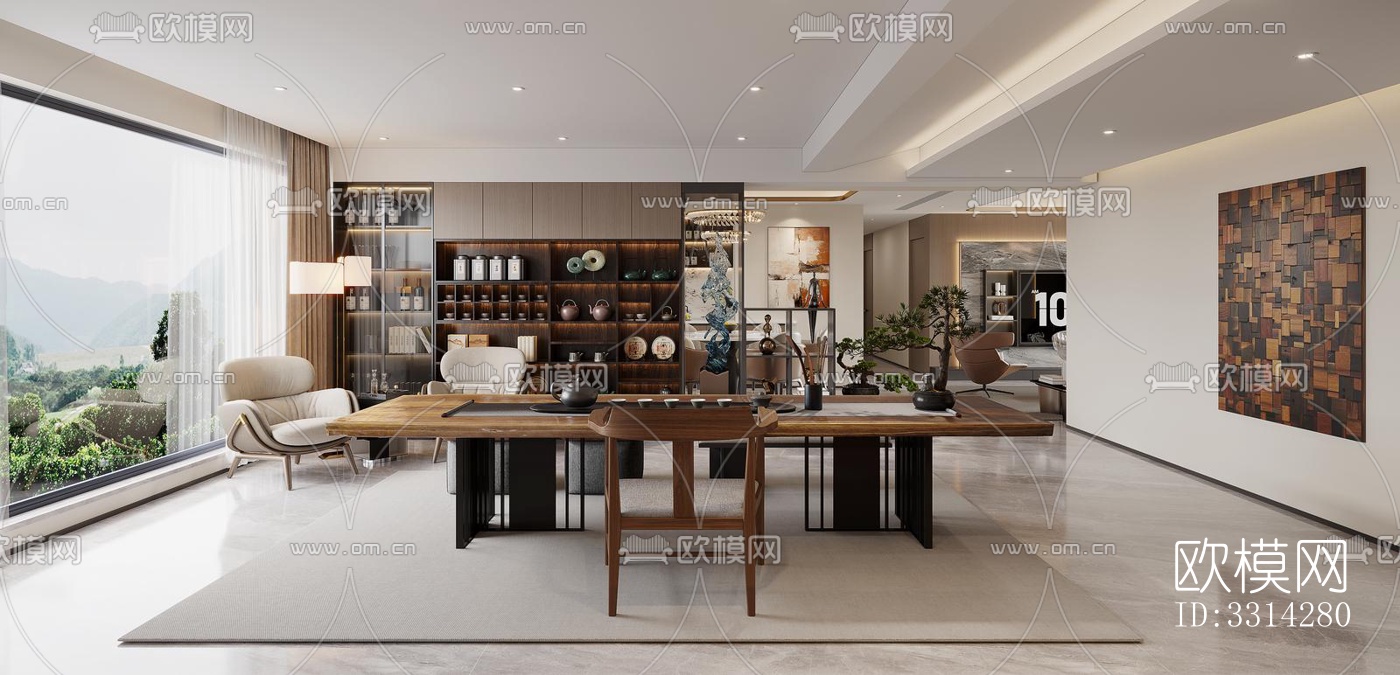 现代客餐厅效果图下载（渲染图6）