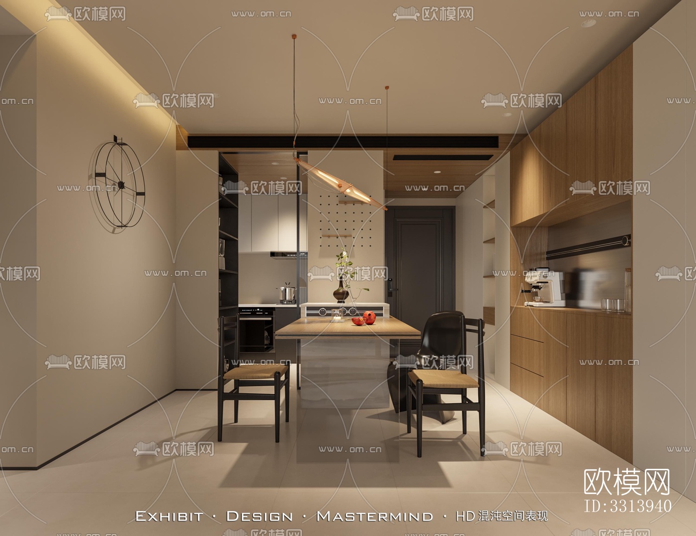 现代客餐厅效果图下载（渲染图6）