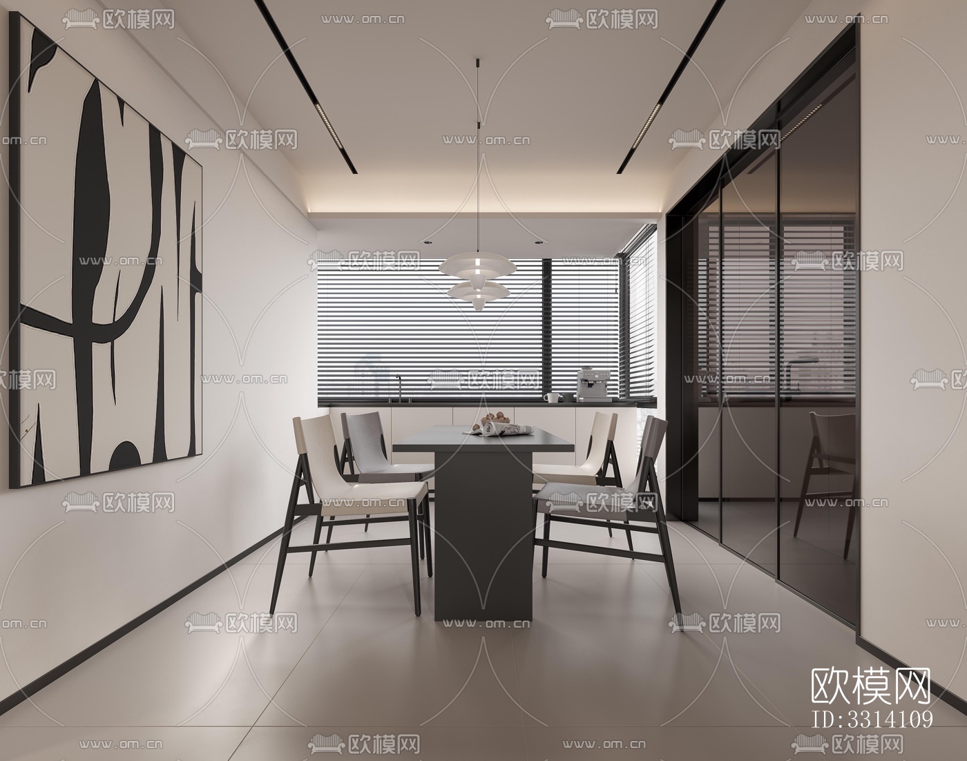 现代客餐厅效果图下载（渲染图5）