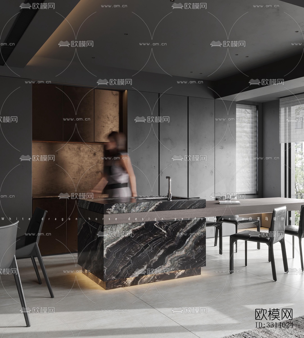 现代客餐厅效果图下载（渲染图3）