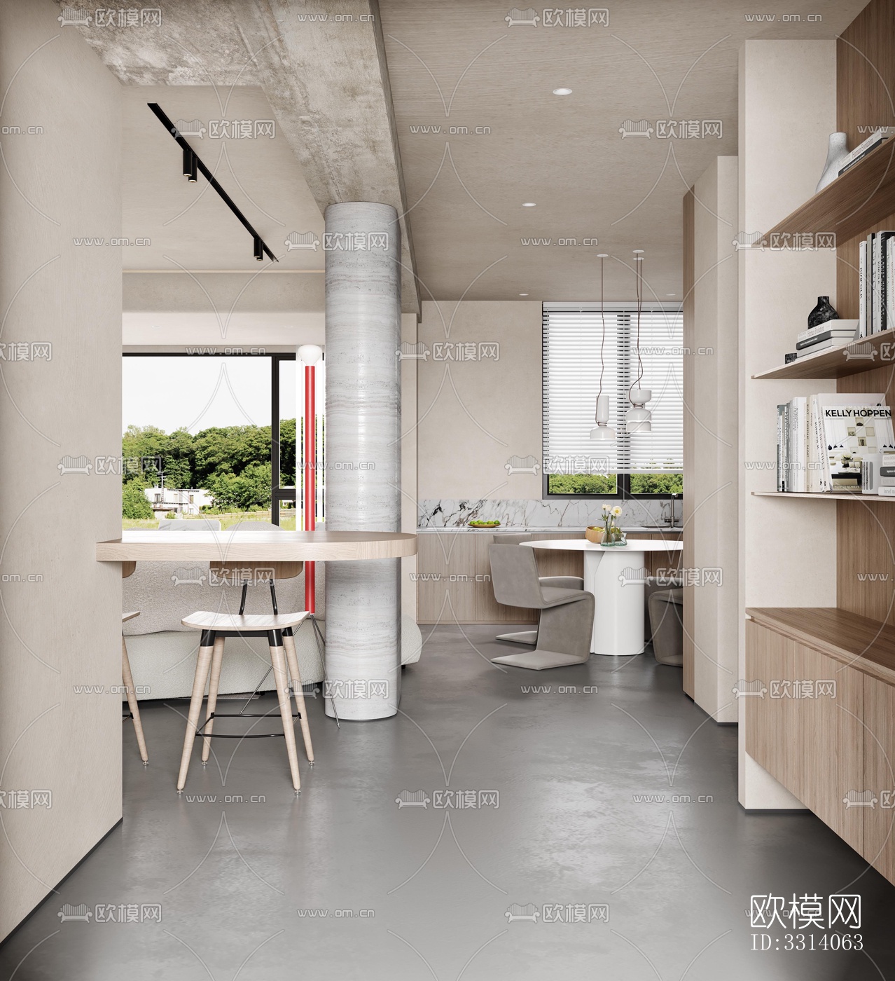 现代客餐厅效果图下载（渲染图2）