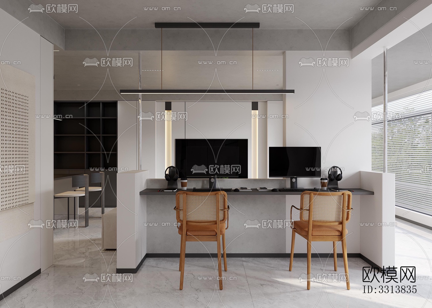现代客餐厅效果图下载（渲染图3）