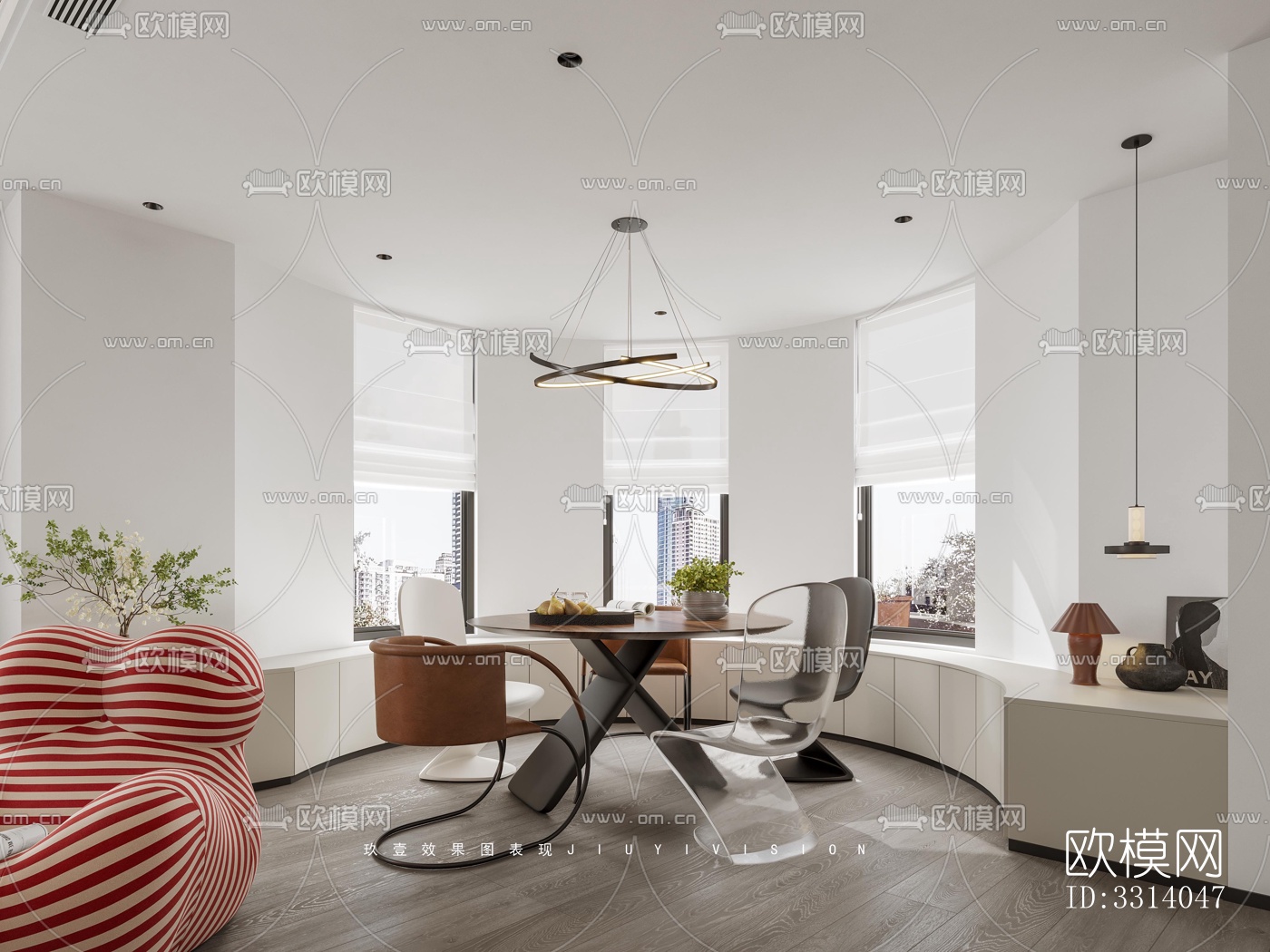 现代客餐厅效果图下载（渲染图4）