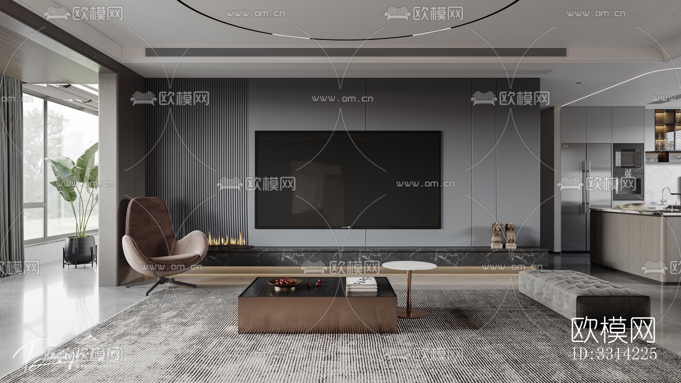 现代客餐厅效果图下载（渲染图5）