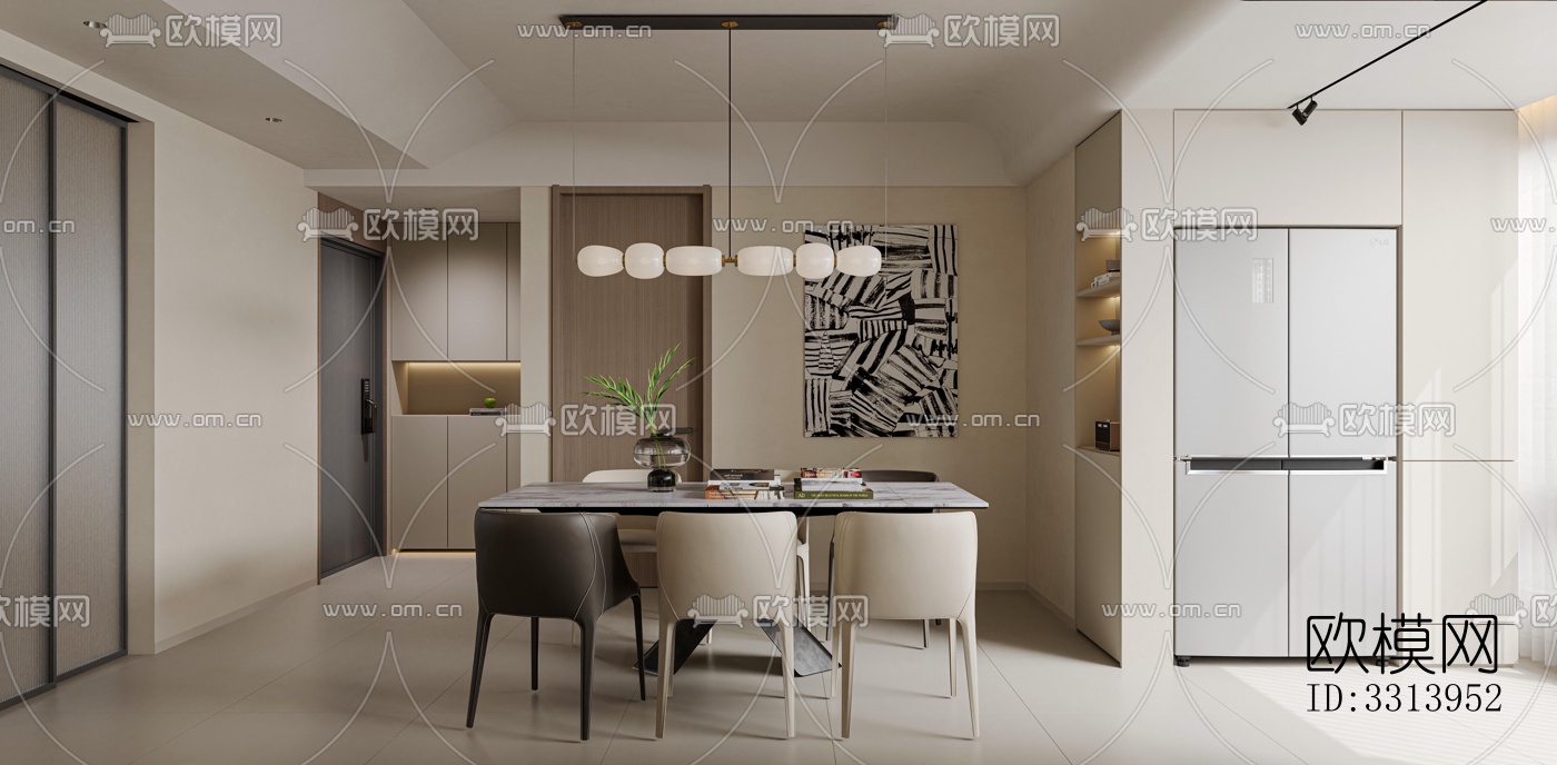 现代客餐厅效果图下载（渲染图10）