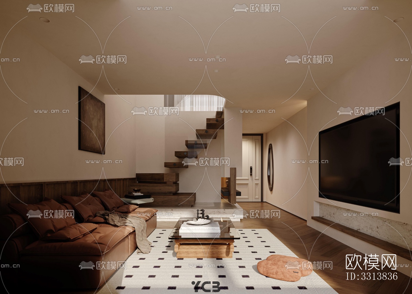 现代客餐厅效果图下载（渲染图3）