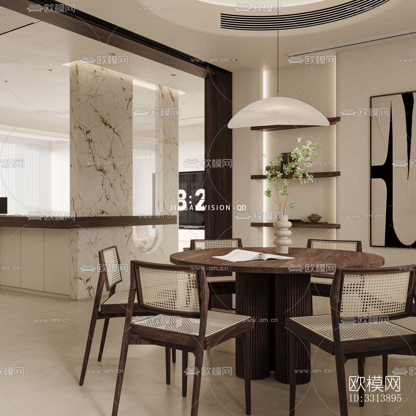 现代客餐厅效果图下载（渲染图9）