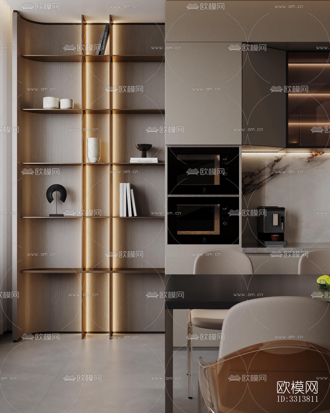 现代客餐厅效果图下载（渲染图4）