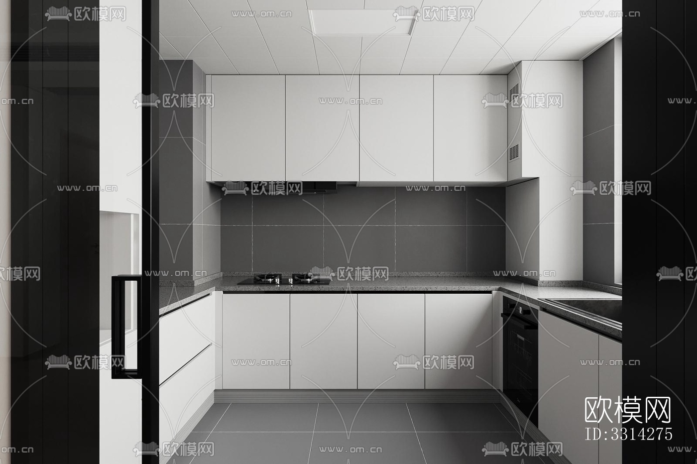 现代客餐厅效果图下载（渲染图1）