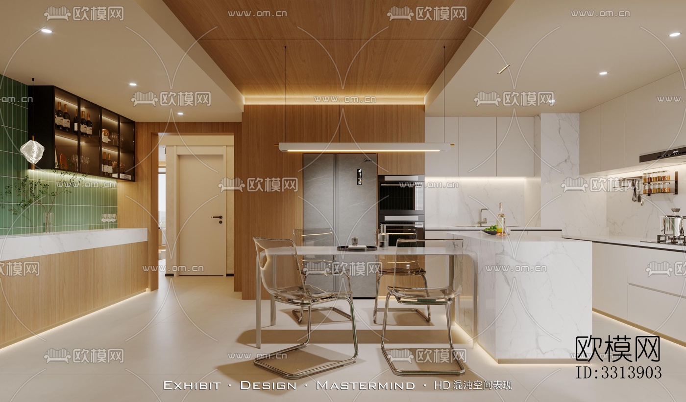 现代客餐厅效果图下载（渲染图6）