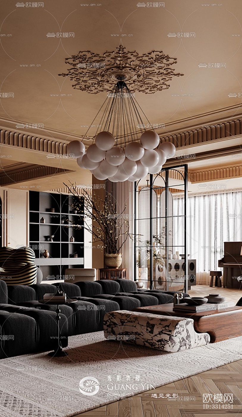 现代客餐厅效果图下载（渲染图2）