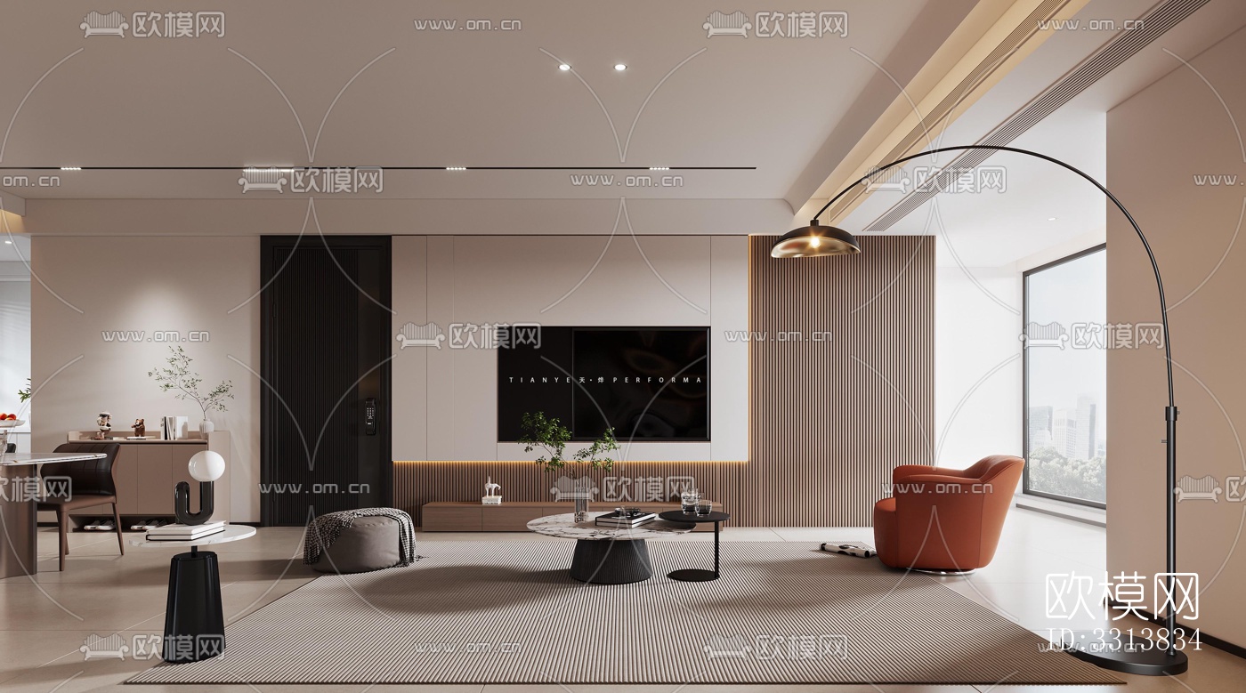 现代客餐厅效果图下载（渲染图1）