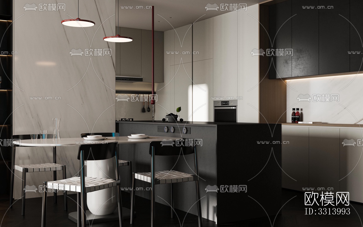 现代客餐厅效果图下载（渲染图4）