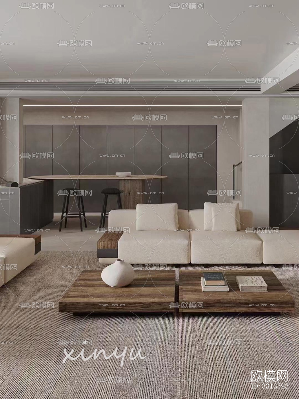 现代客餐厅效果图下载（渲染图4）