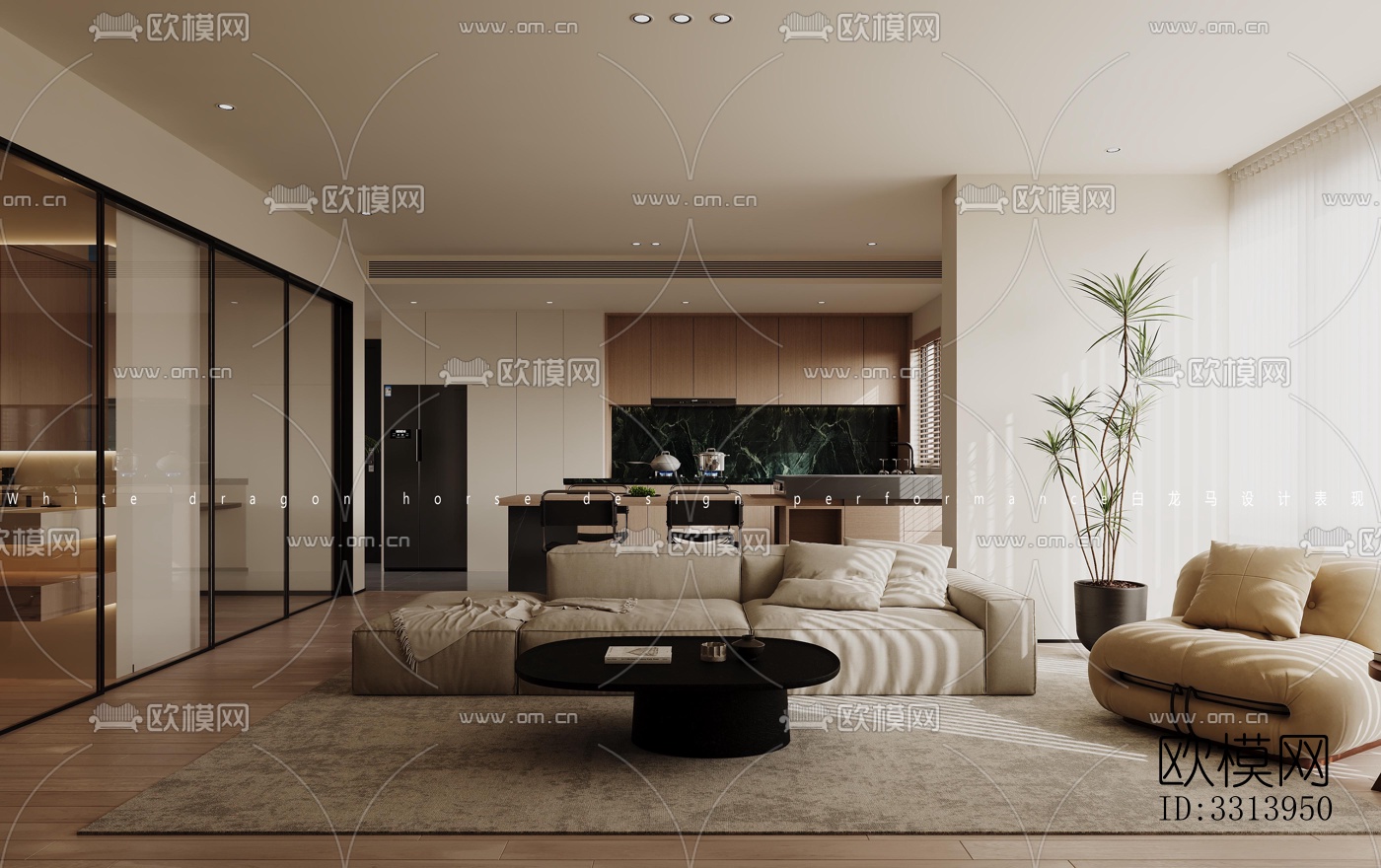 现代客餐厅效果图下载（渲染图5）