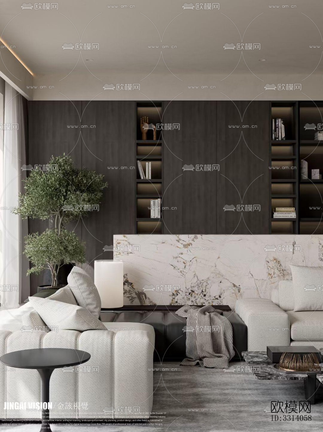 现代客餐厅效果图下载（渲染图3）