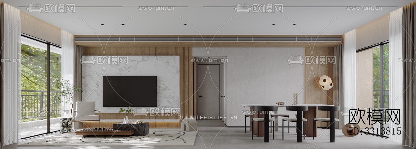 现代客餐厅效果图下载（渲染图9）