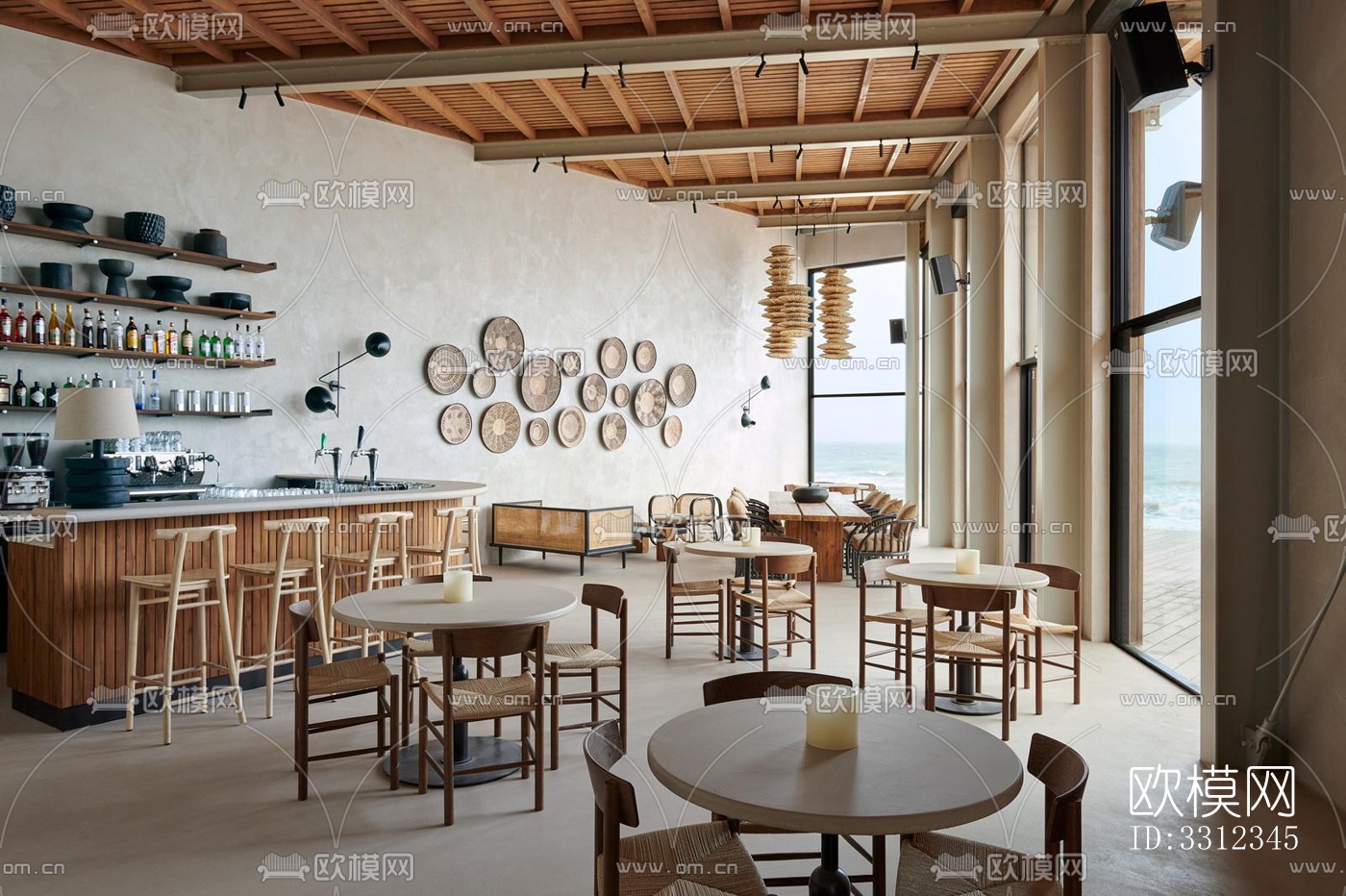 原木风西餐厅效果图下载（渲染图13）