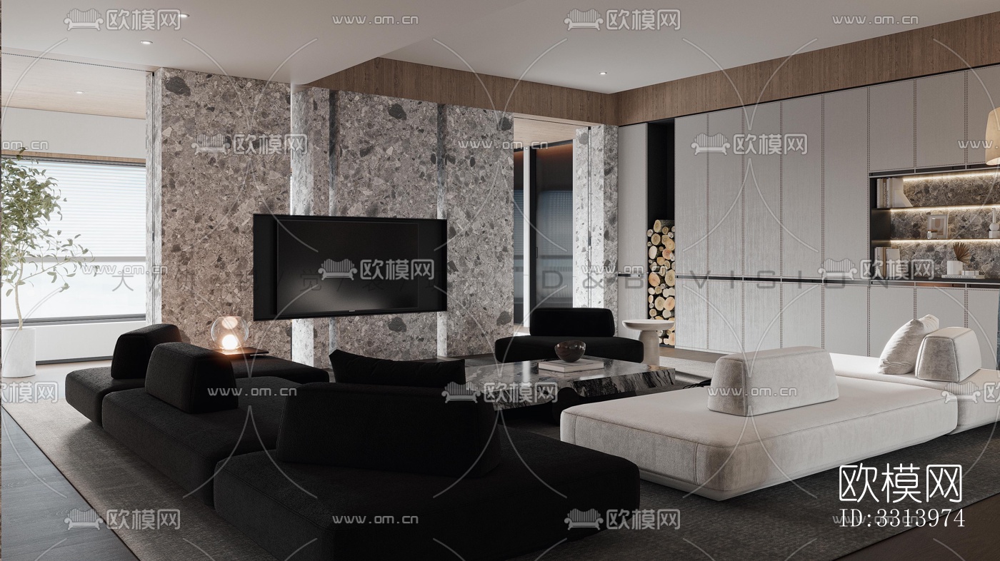 现代客餐厅效果图下载（渲染图7）