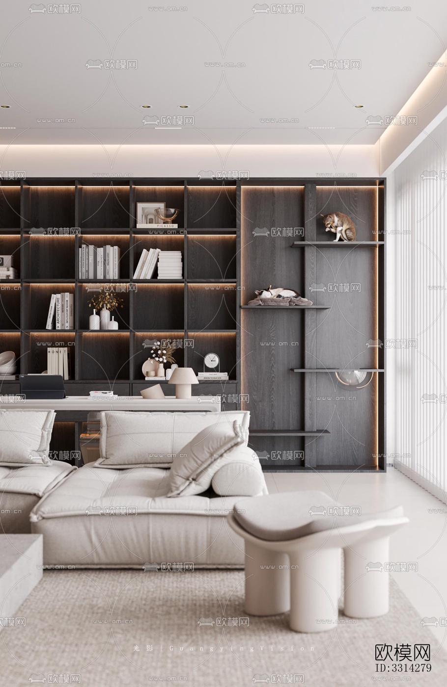 现代客餐厅效果图下载（渲染图1）