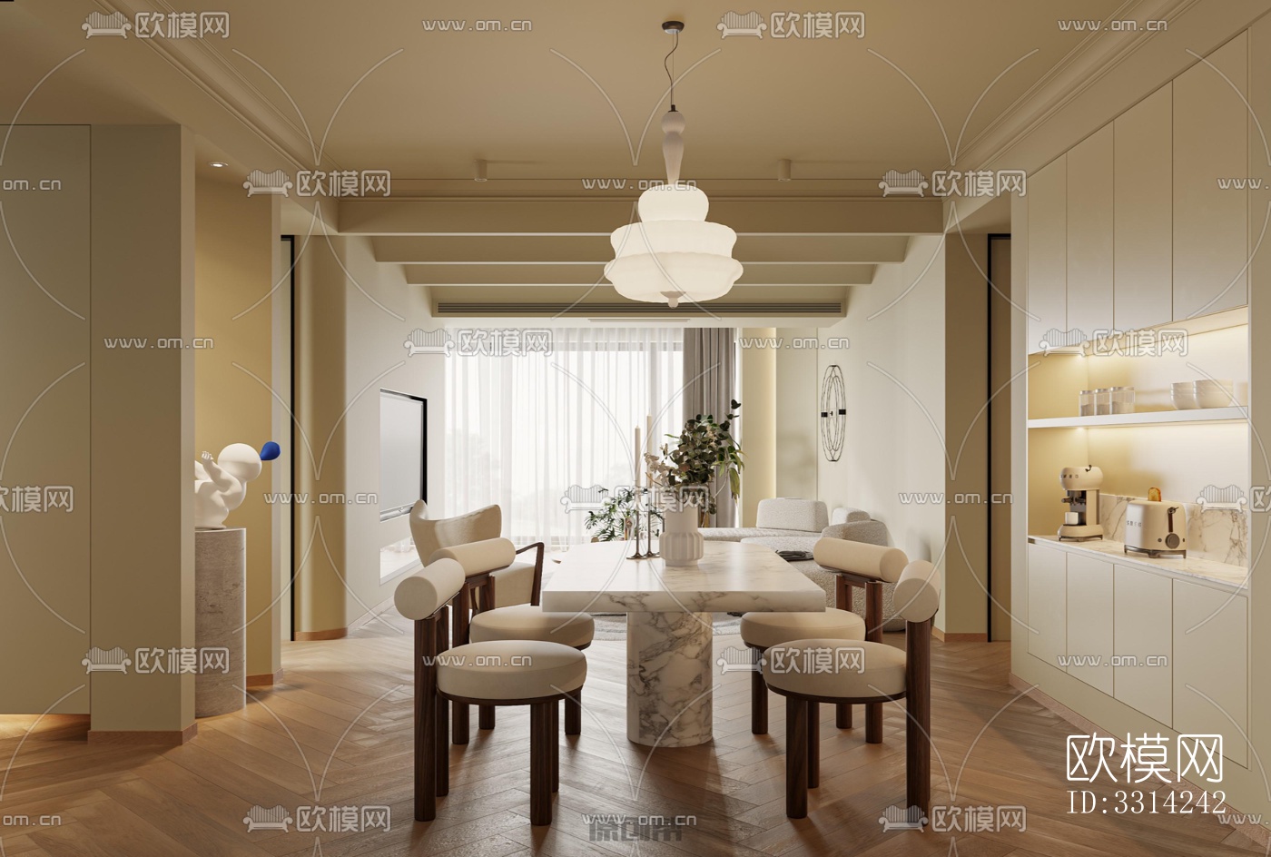 现代客餐厅效果图下载（渲染图12）
