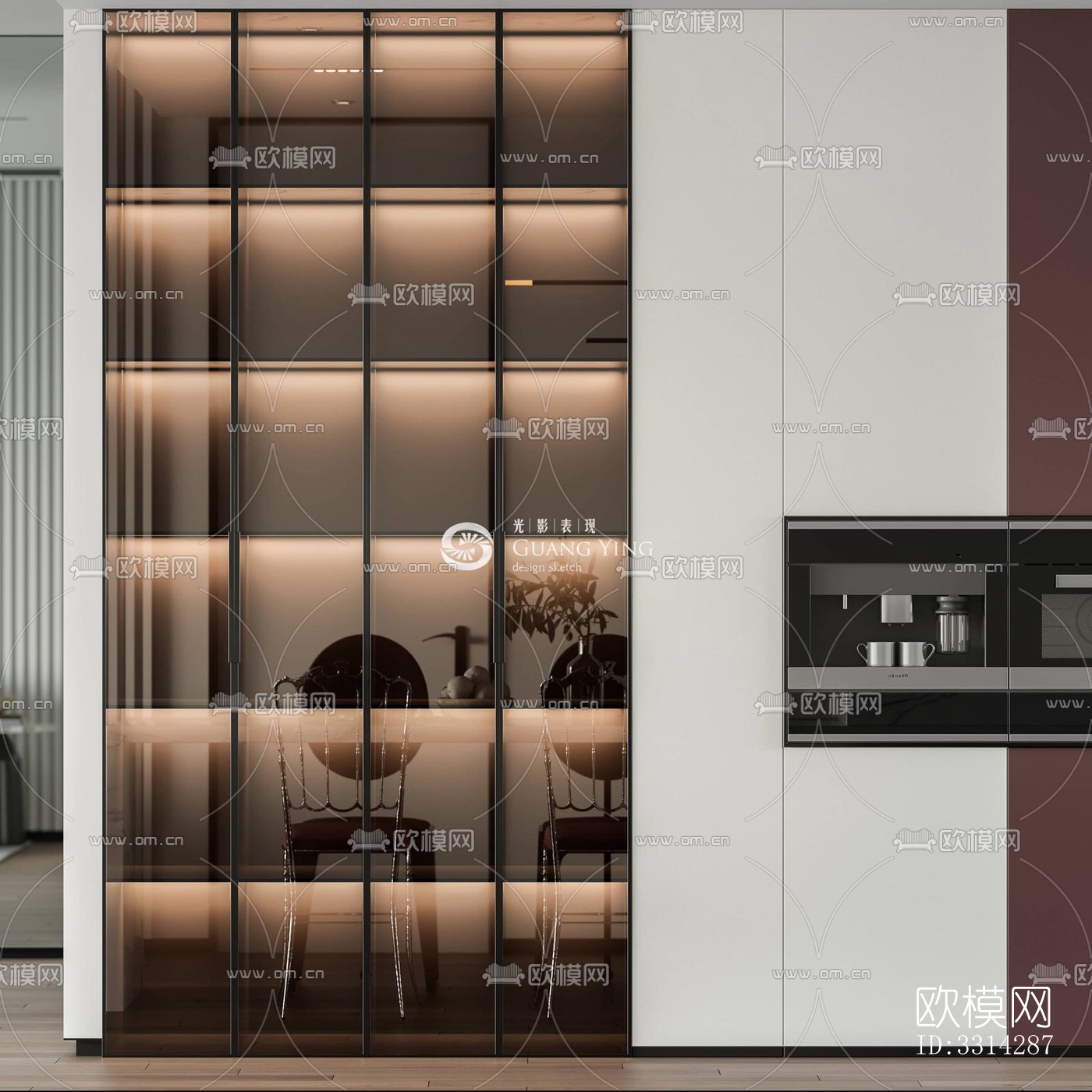 现代客餐厅效果图下载（渲染图2）