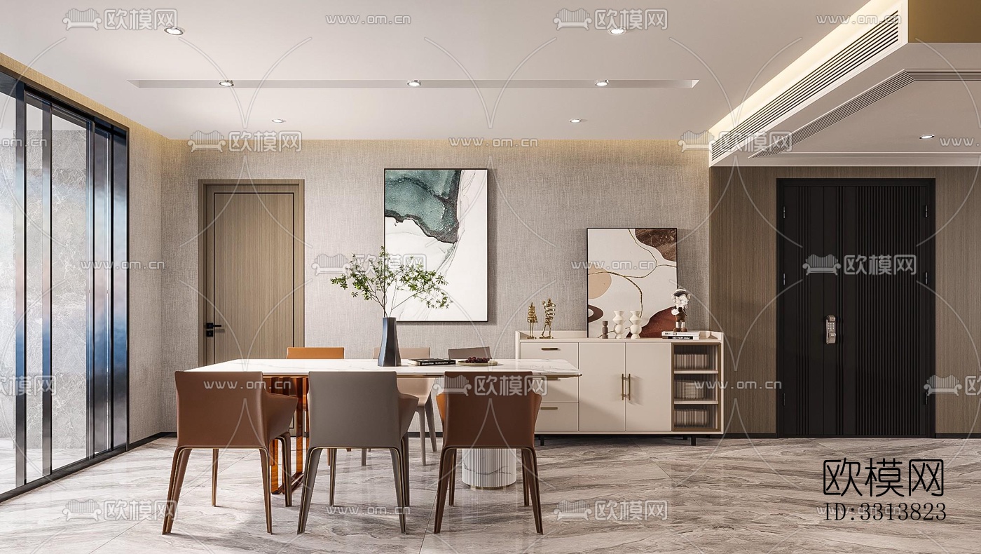 现代客餐厅效果图下载（渲染图5）