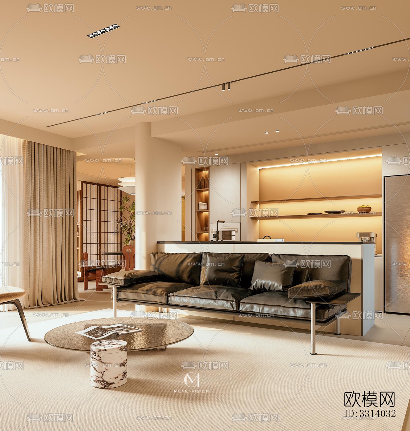 现代客餐厅效果图下载（渲染图7）