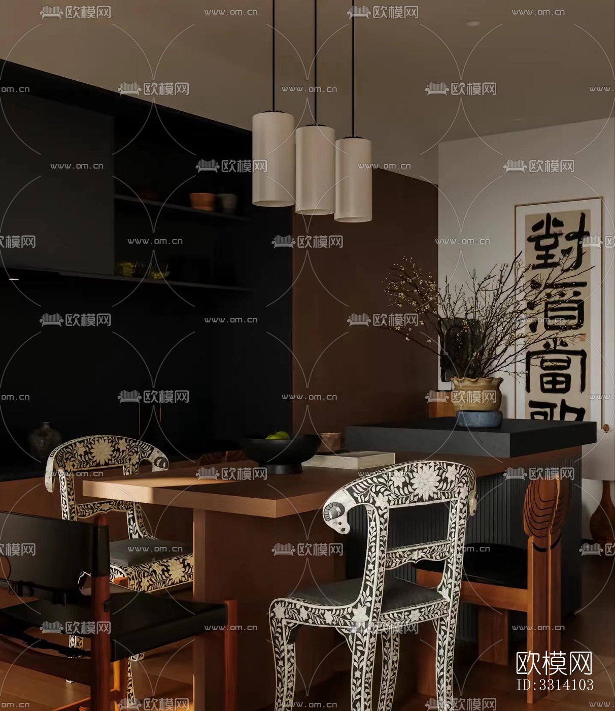 现代客餐厅效果图下载（渲染图11）