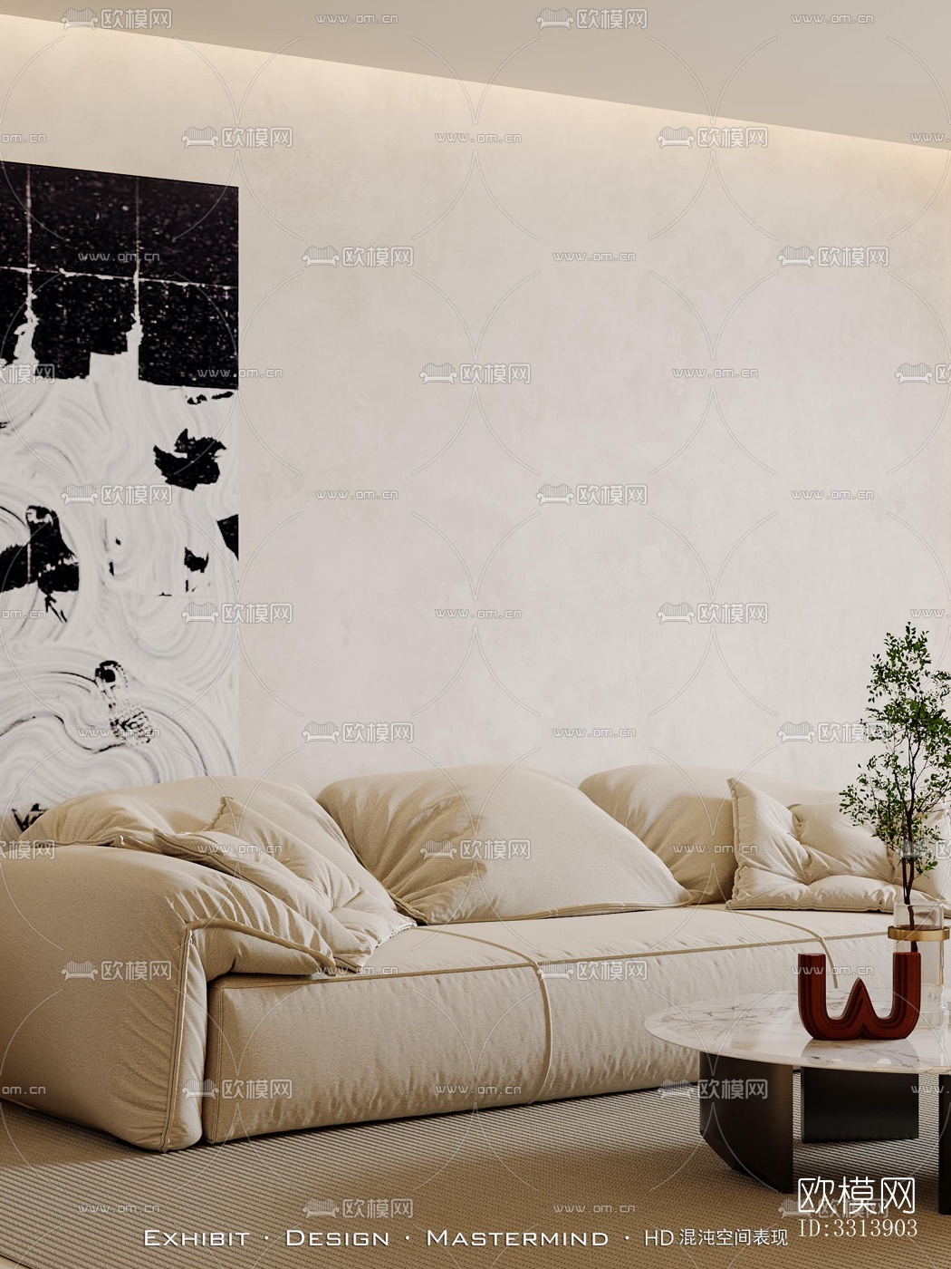 现代客餐厅效果图下载（渲染图4）