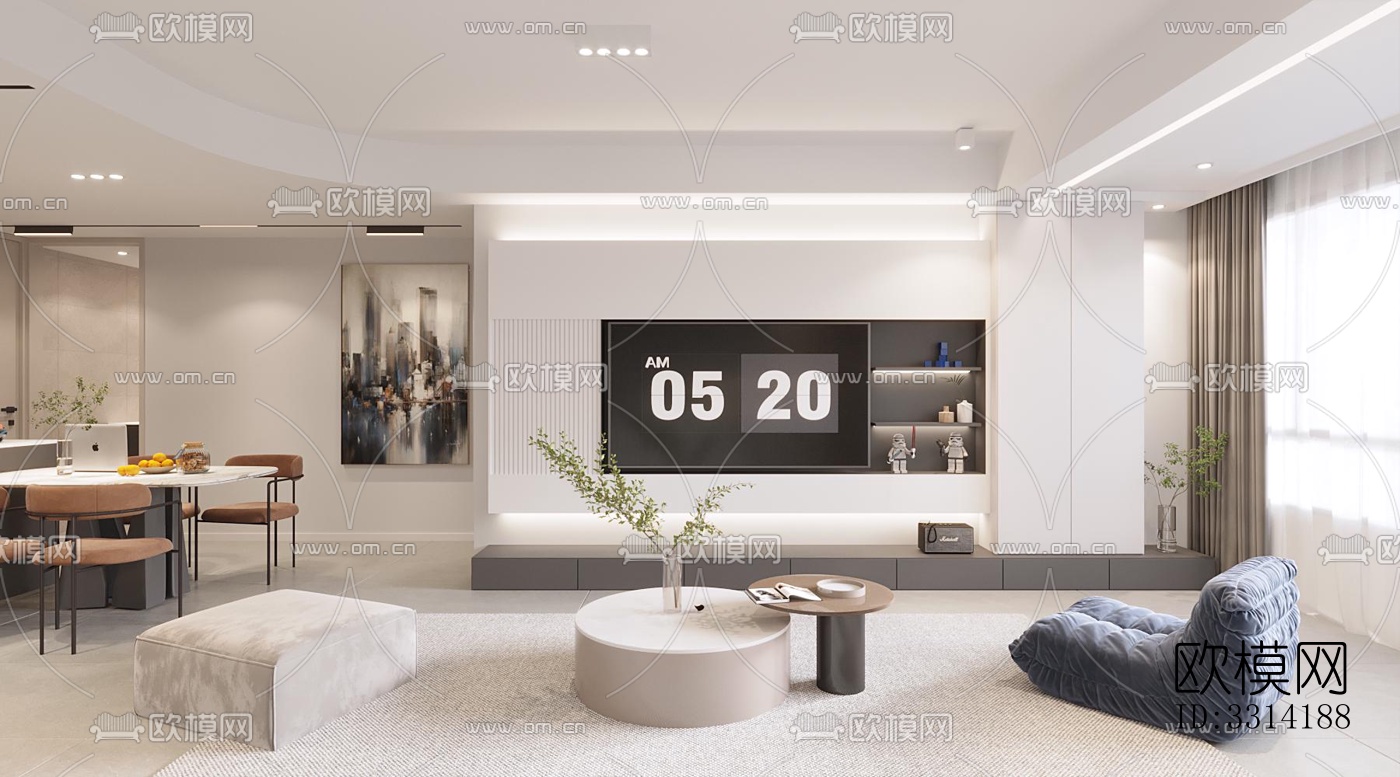 现代客餐厅效果图下载（渲染图2）