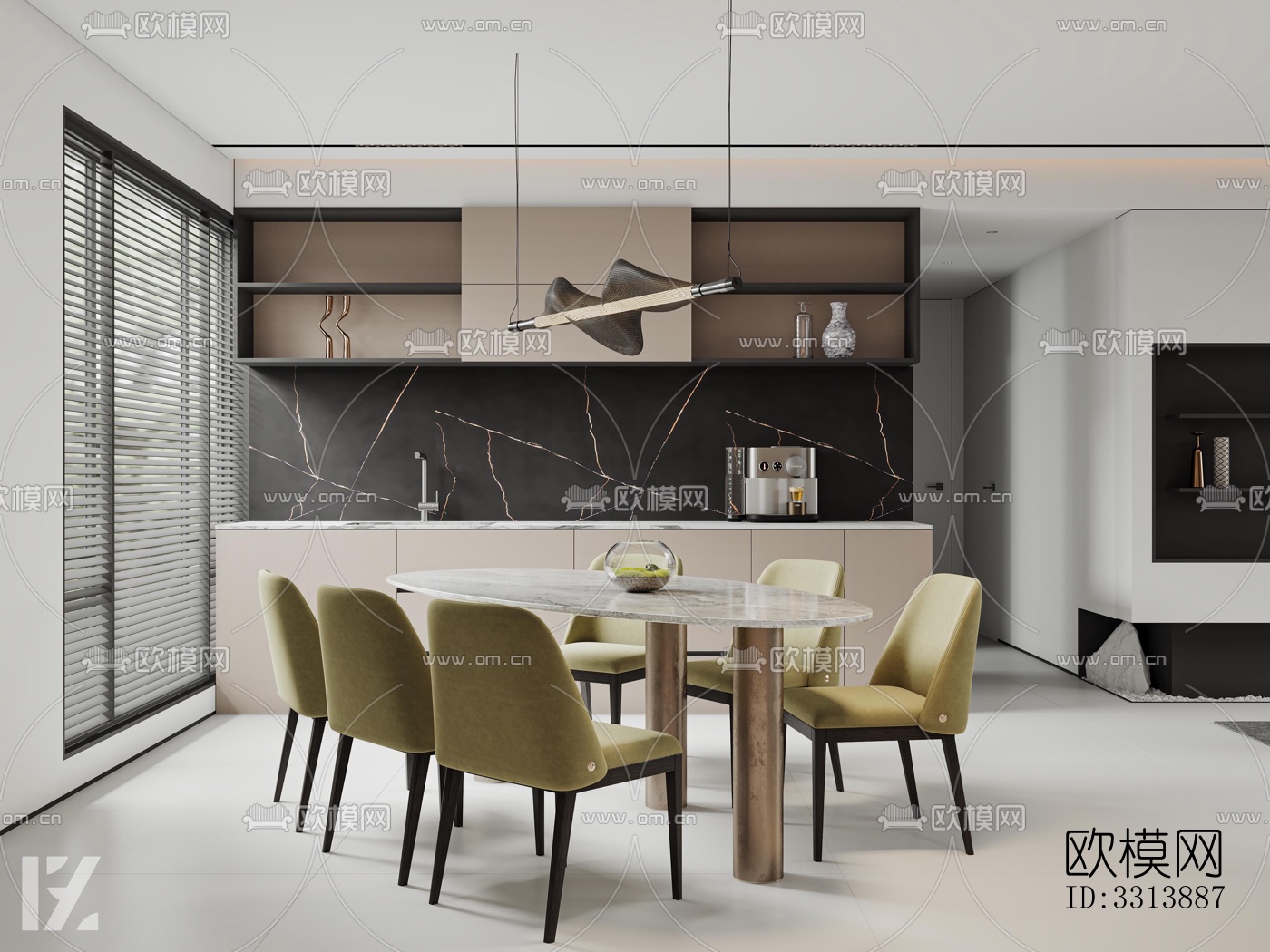现代客餐厅效果图下载（渲染图8）