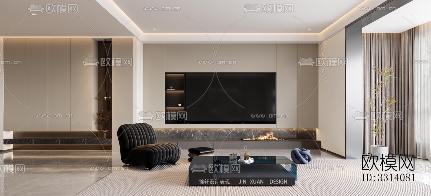 现代客餐厅效果图下载（渲染图4）