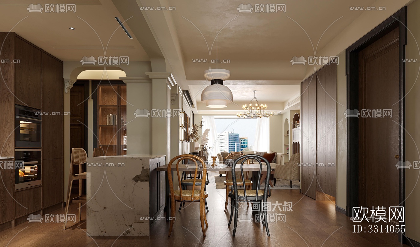 现代客餐厅效果图下载（渲染图11）