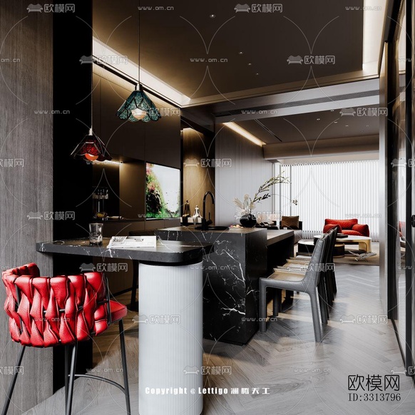 現(xiàn)代客餐廳效果圖下載(渲染圖4)