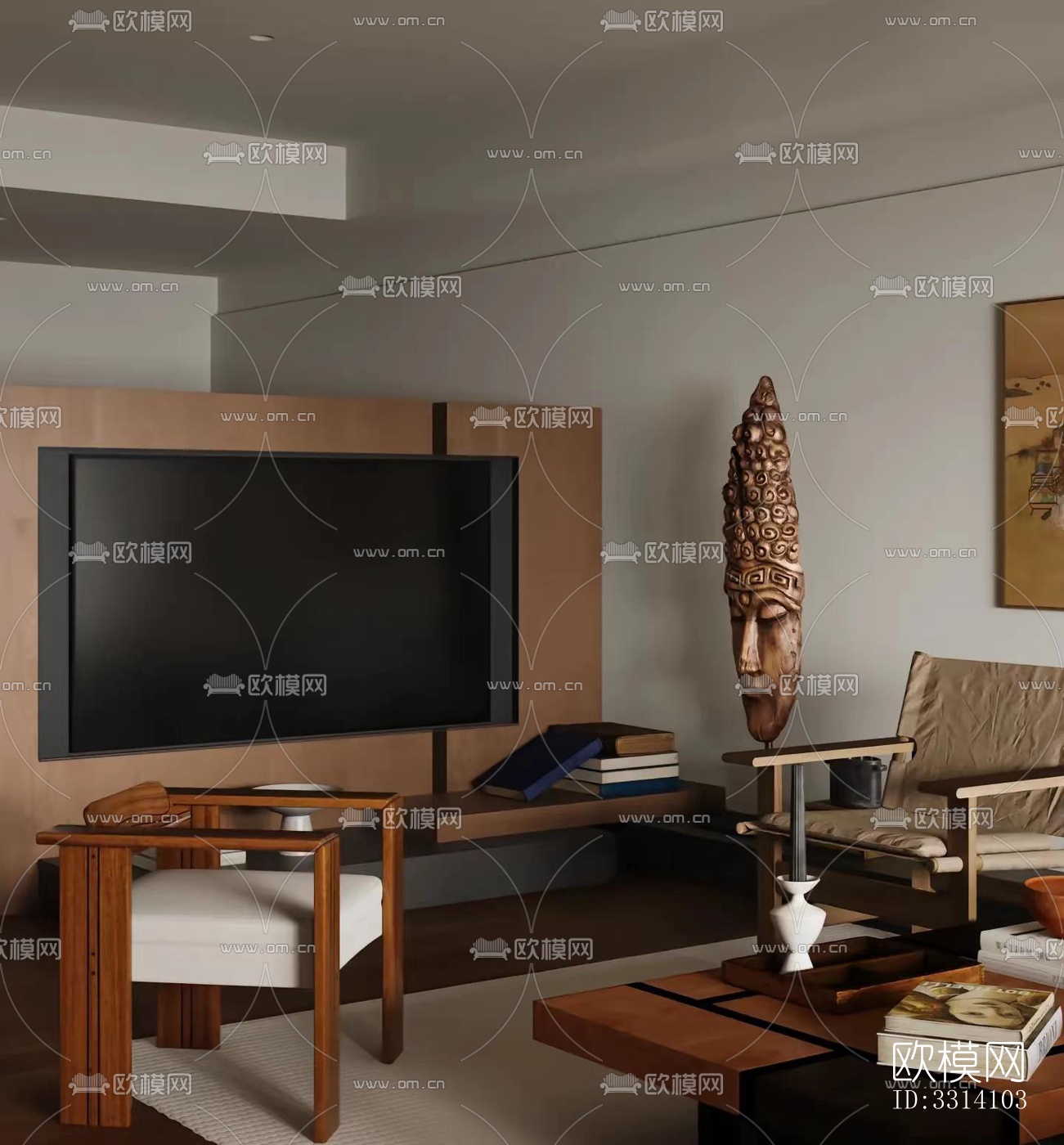 现代客餐厅效果图下载（渲染图1）