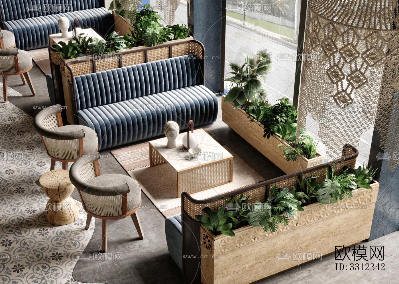 侘寂西餐厅效果图下载（渲染图3）