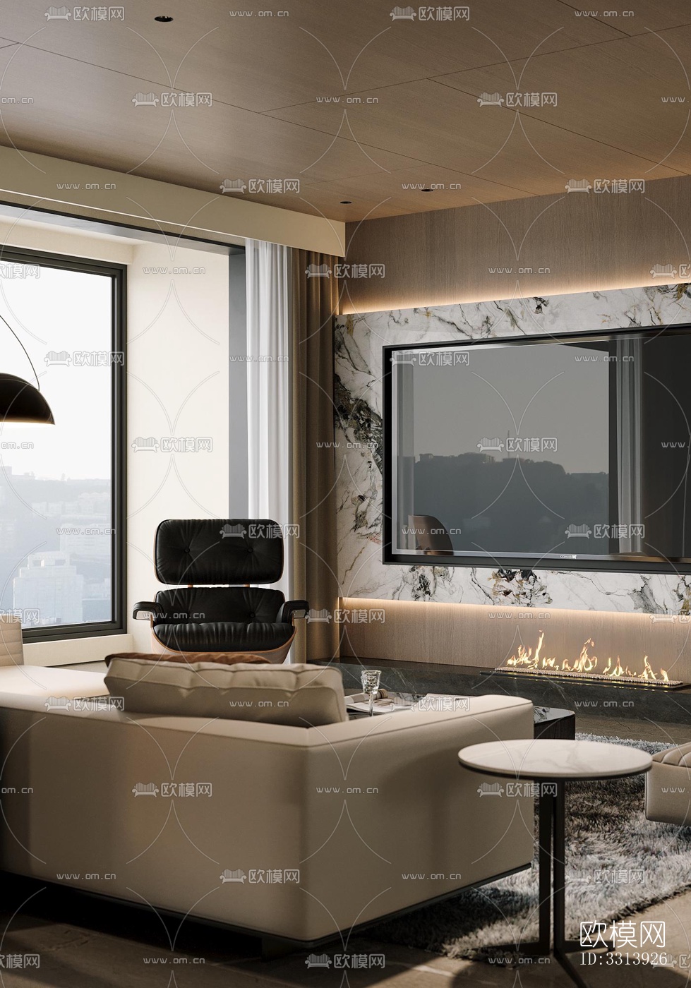 现代客餐厅效果图下载（渲染图9）