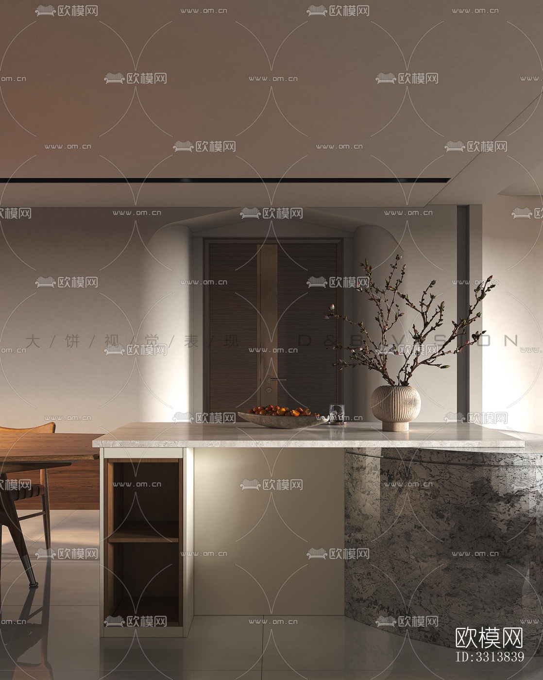 现代客餐厅效果图下载（渲染图1）