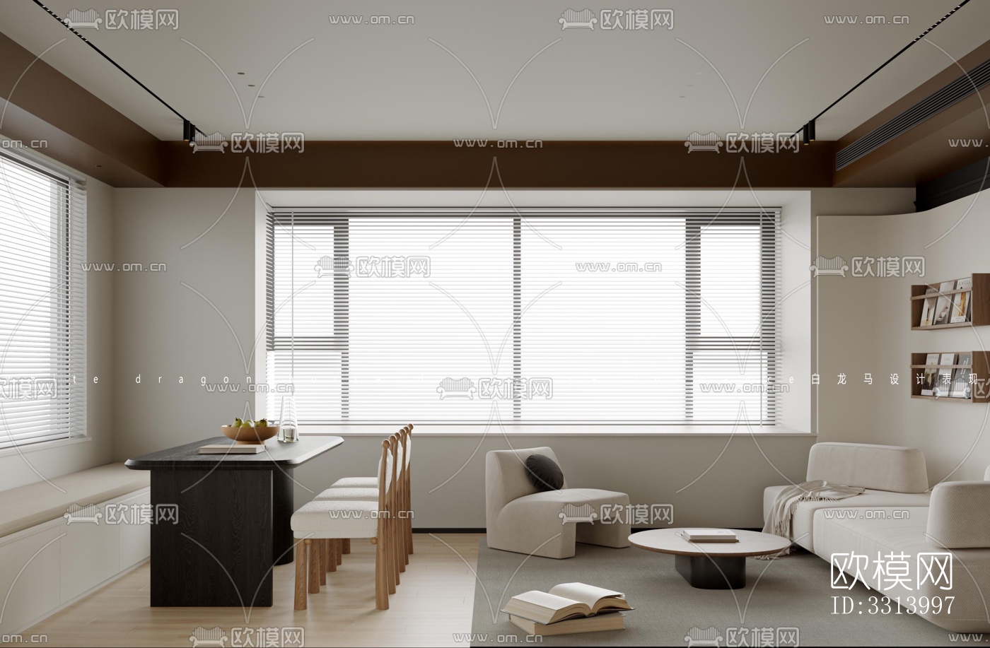 现代客餐厅效果图下载（渲染图2）