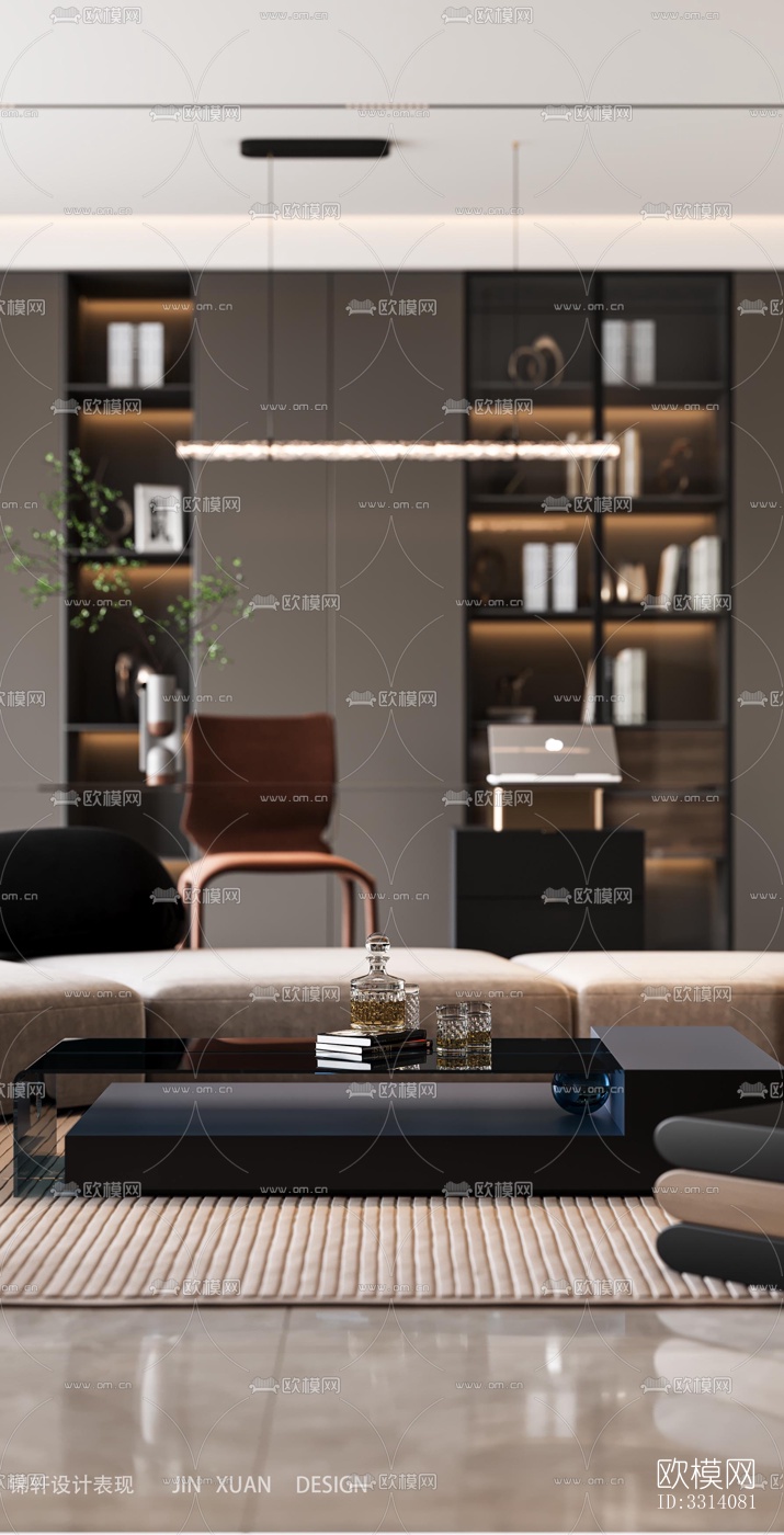 现代客餐厅效果图下载（渲染图2）