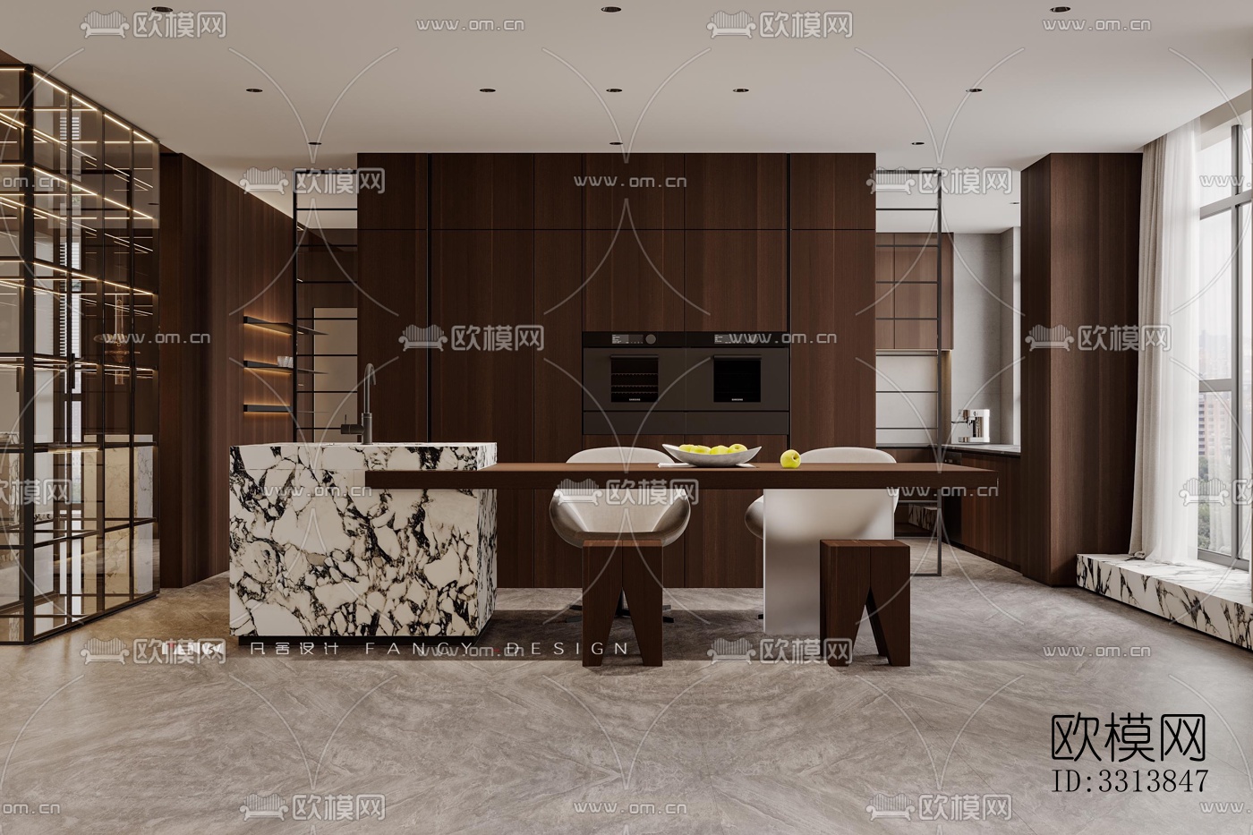 现代客餐厅效果图下载（渲染图6）