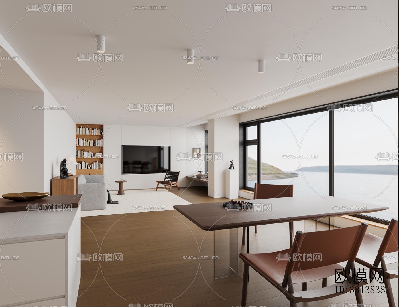 现代客餐厅效果图下载（渲染图2）