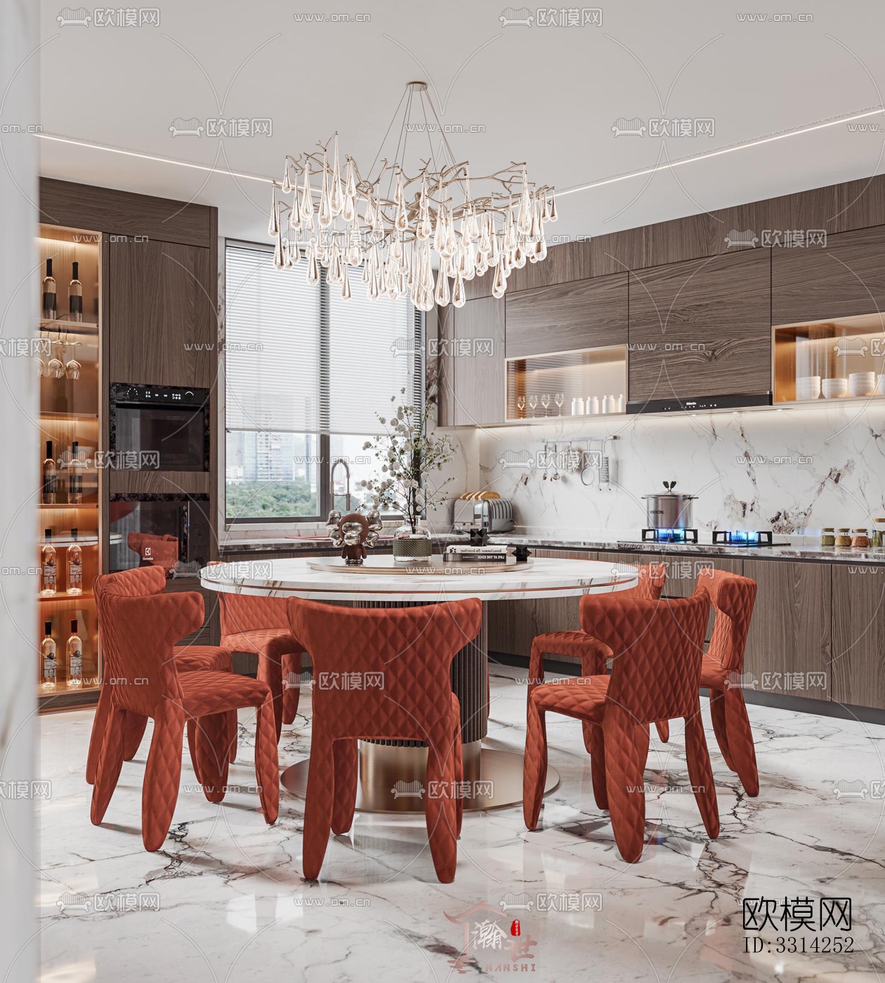 现代客餐厅效果图下载（渲染图4）