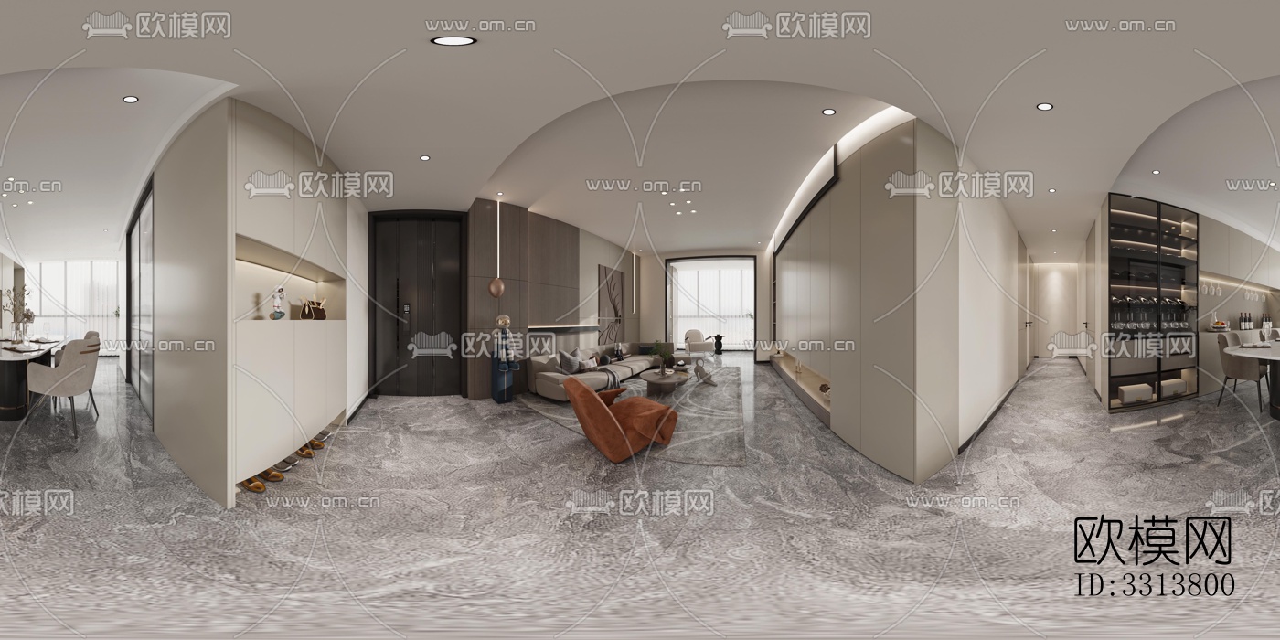 现代客餐厅效果图下载（渲染图1）