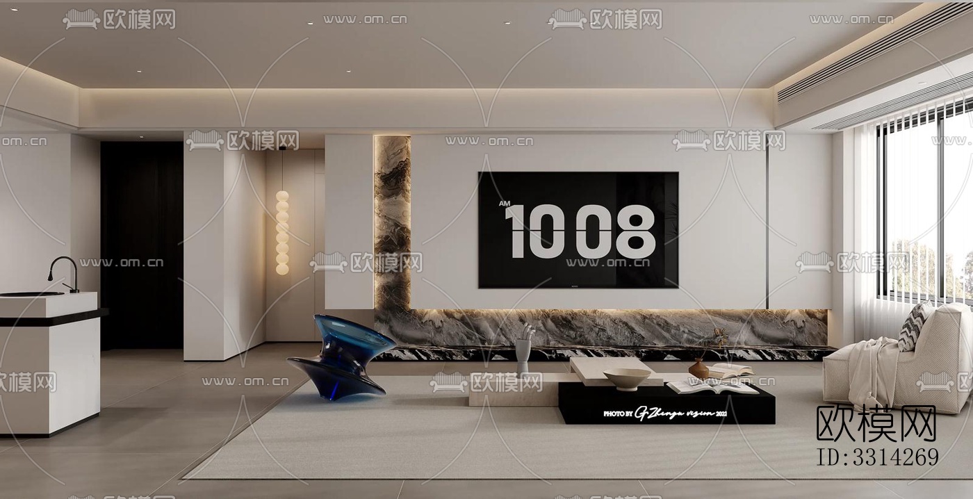 现代客餐厅效果图下载（渲染图2）