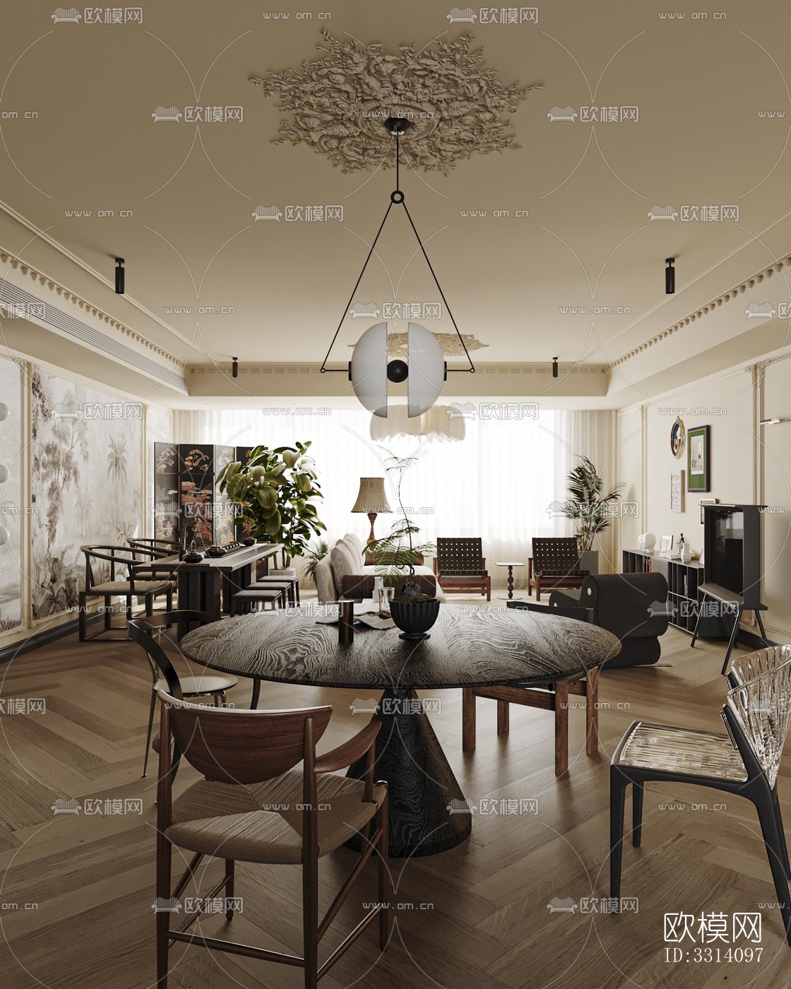 现代客餐厅效果图下载（渲染图8）